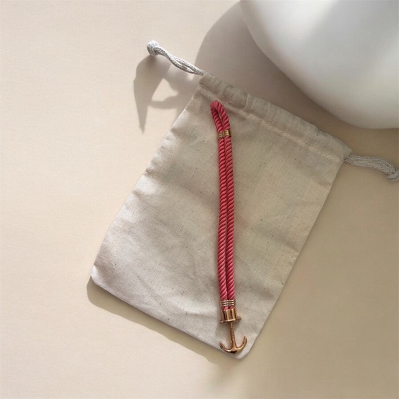 Coral Rope Anchor Bracelet with Gold-Tone Hardware - Picture 3 of 3